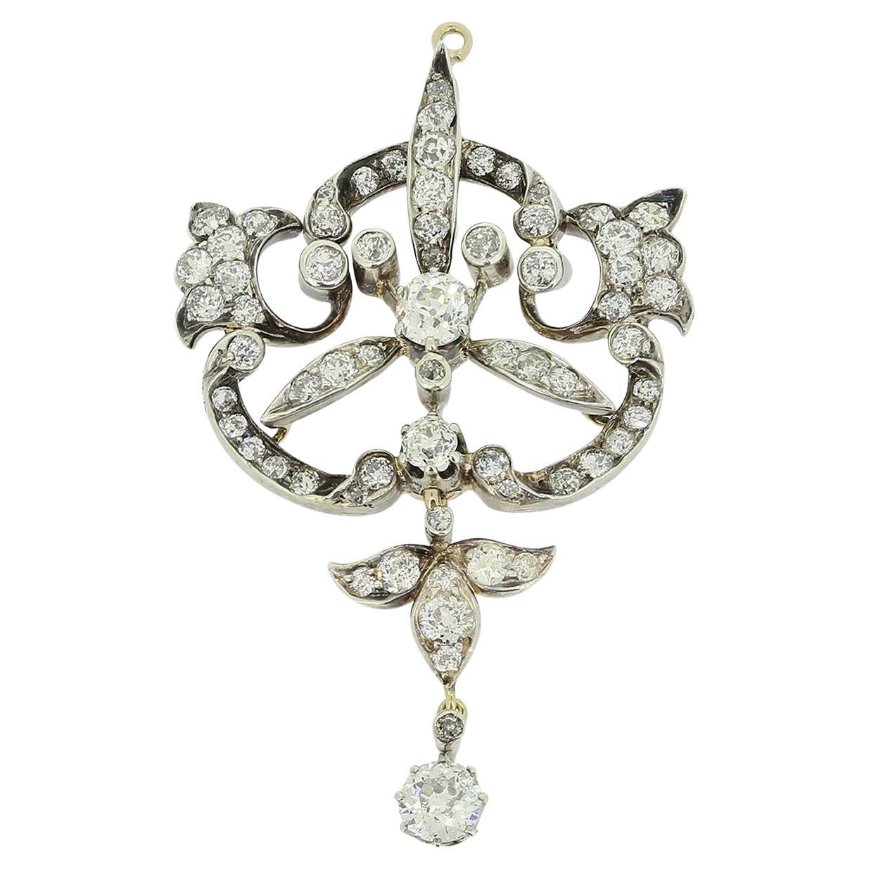 Antique Diamond Drop Brooch