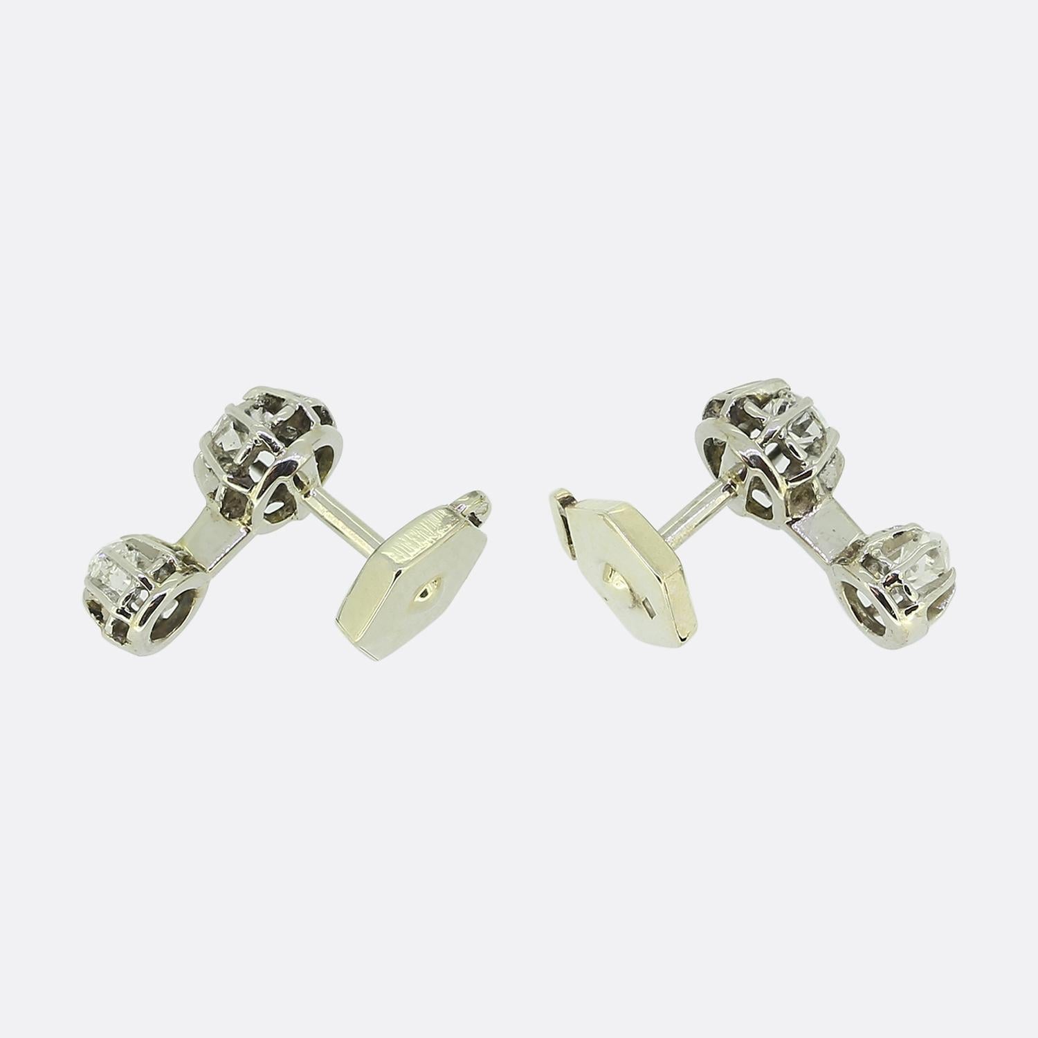 Antique Diamond Drop Diamond Earrings In Good Condition For Sale In London, GB