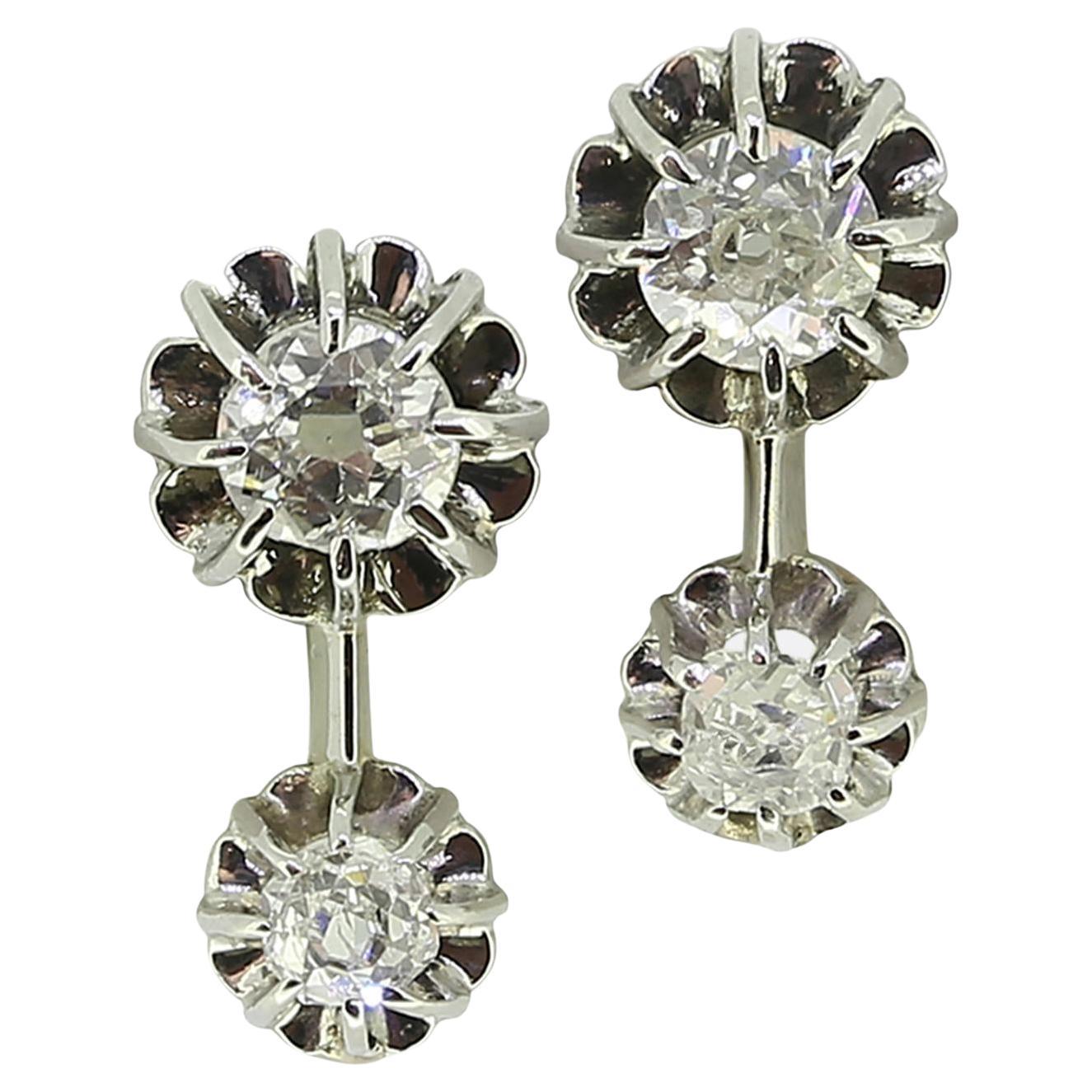 Antique Diamond Drop Diamond Earrings