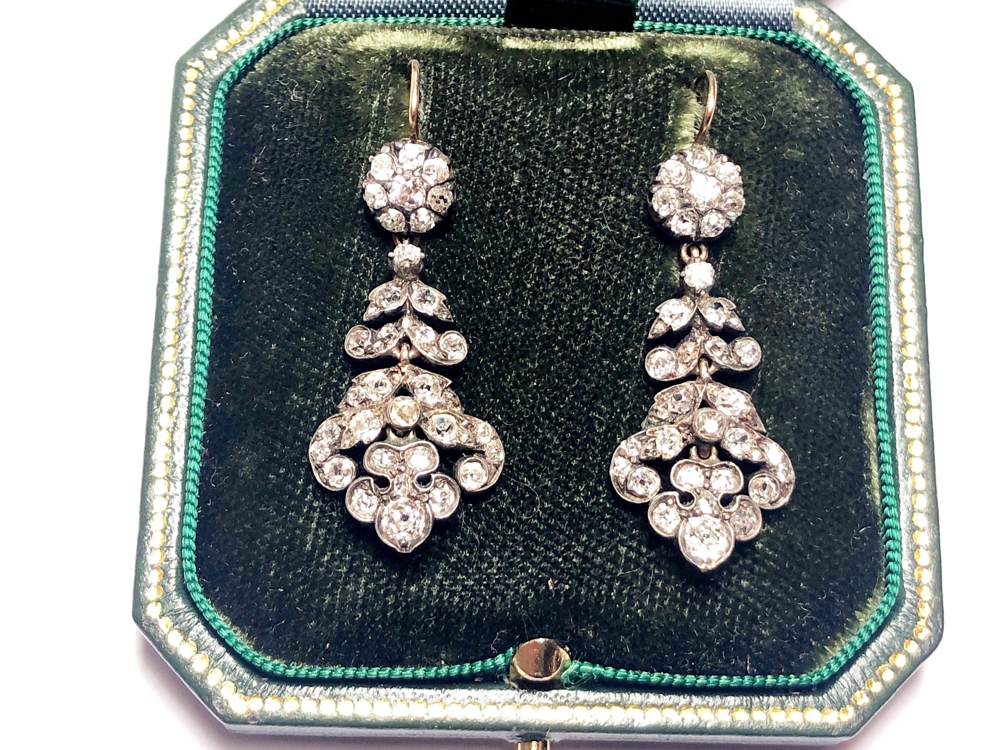 Late Victorian Antique Diamond Drop Earrings