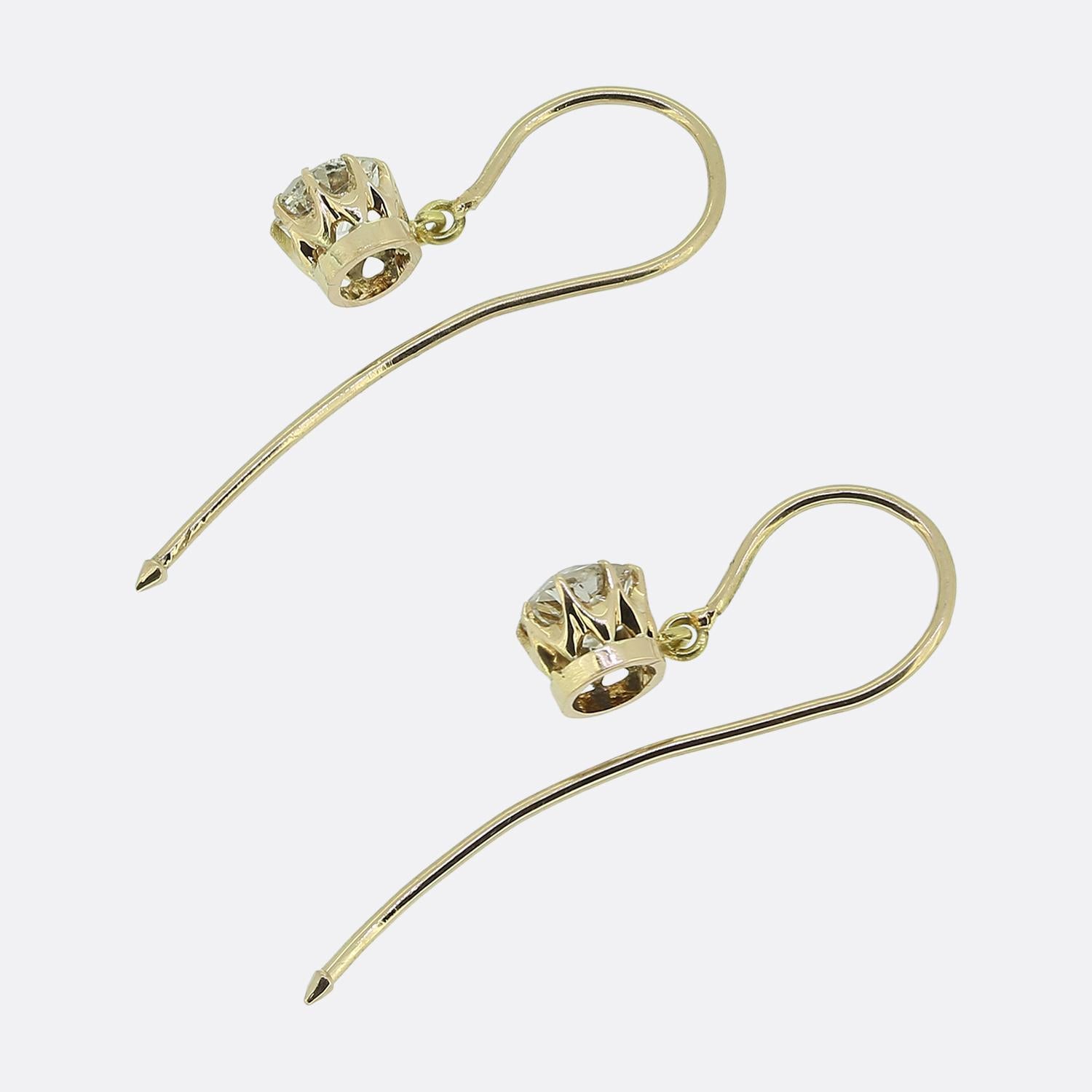 Taglio antico europeo Antique Diamond Drop Earrings in vendita