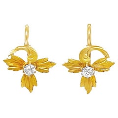 Pendientes Gota Hoja Diamante Antiguo