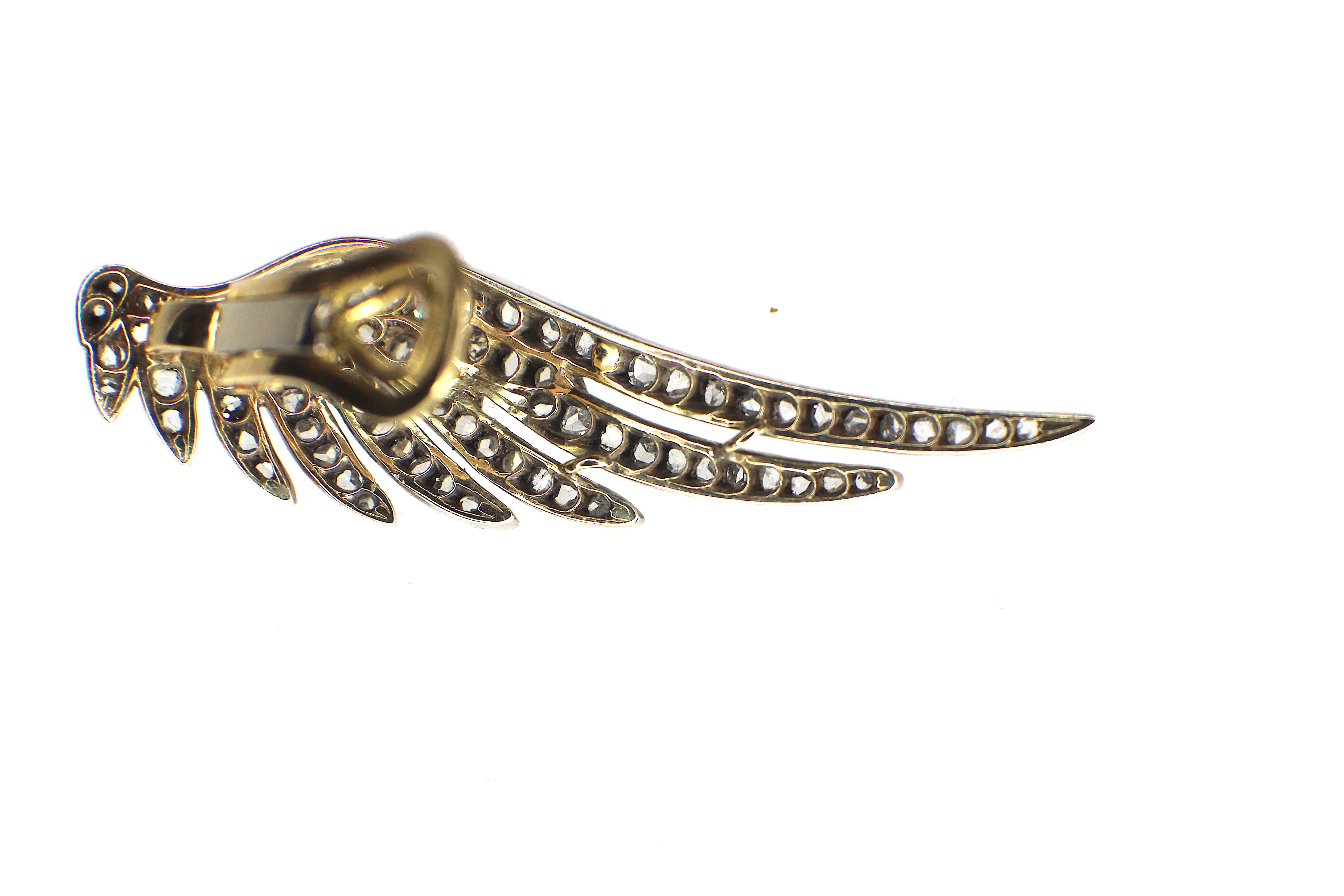Antique Diamond Feather earrclips. Diamonds est. 5.5ct, 1890´s