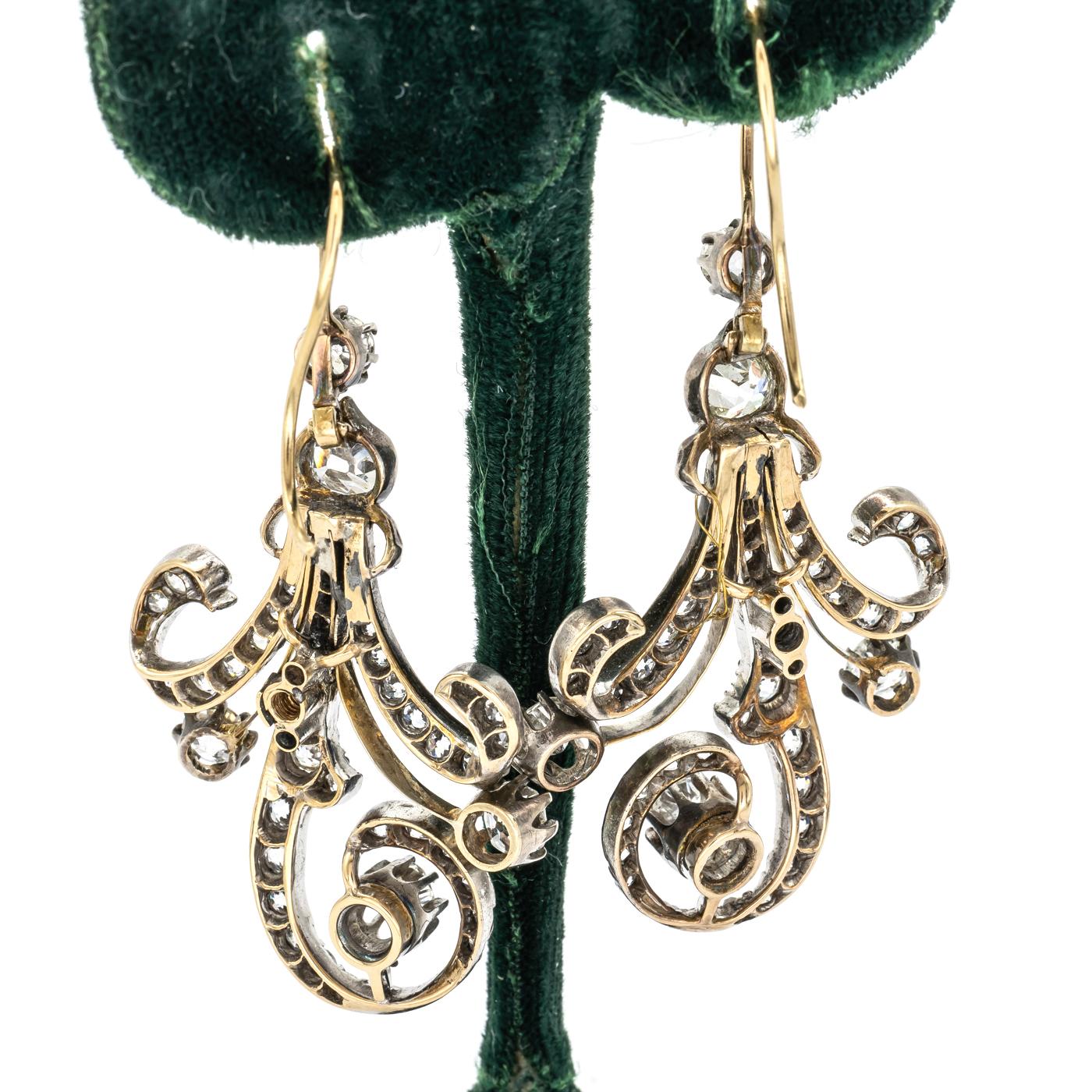 Late Victorian Antique Diamond Earrings, Circa 1890 For Sale