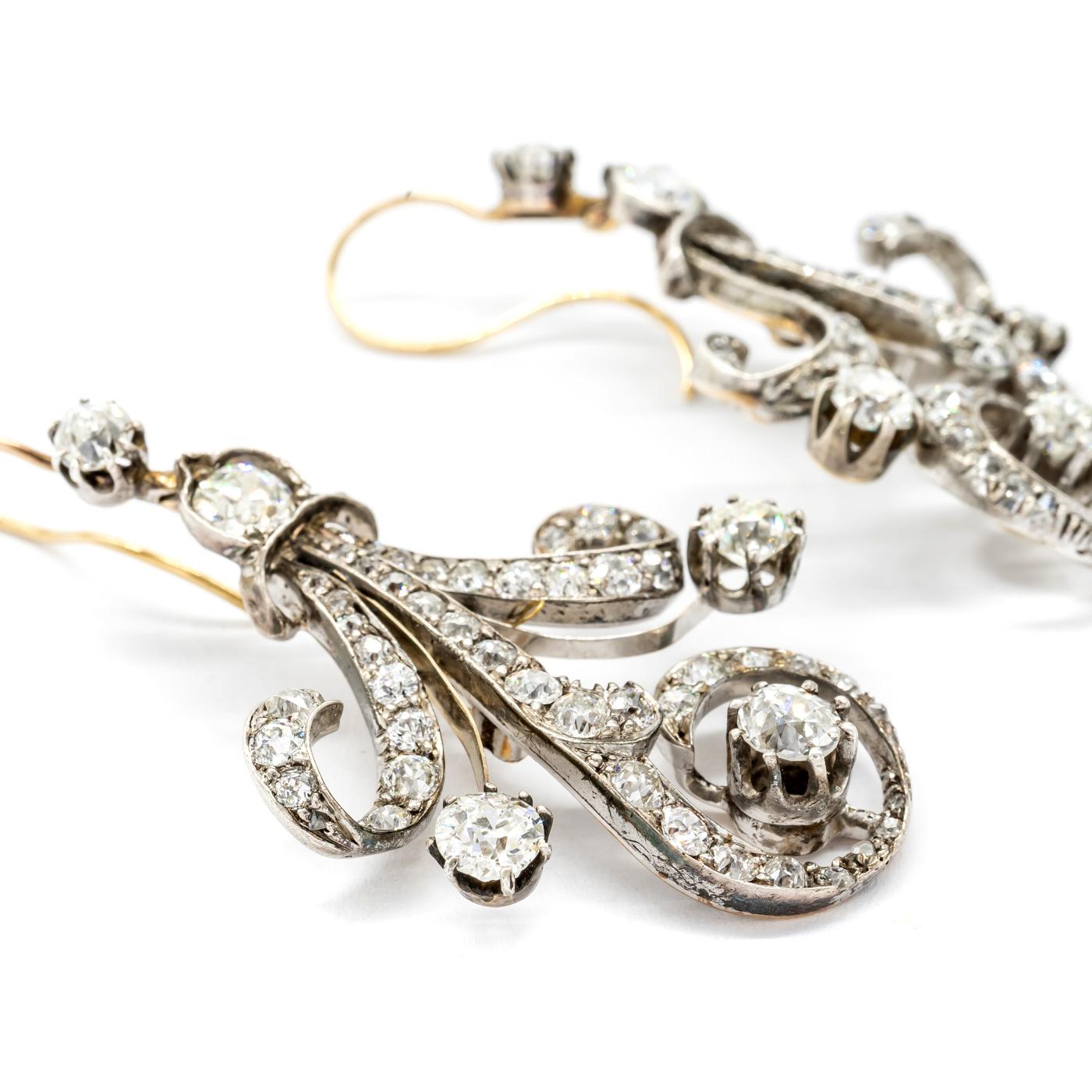 Old Mine Cut Antique Diamond Earrings, Circa 1890 For Sale