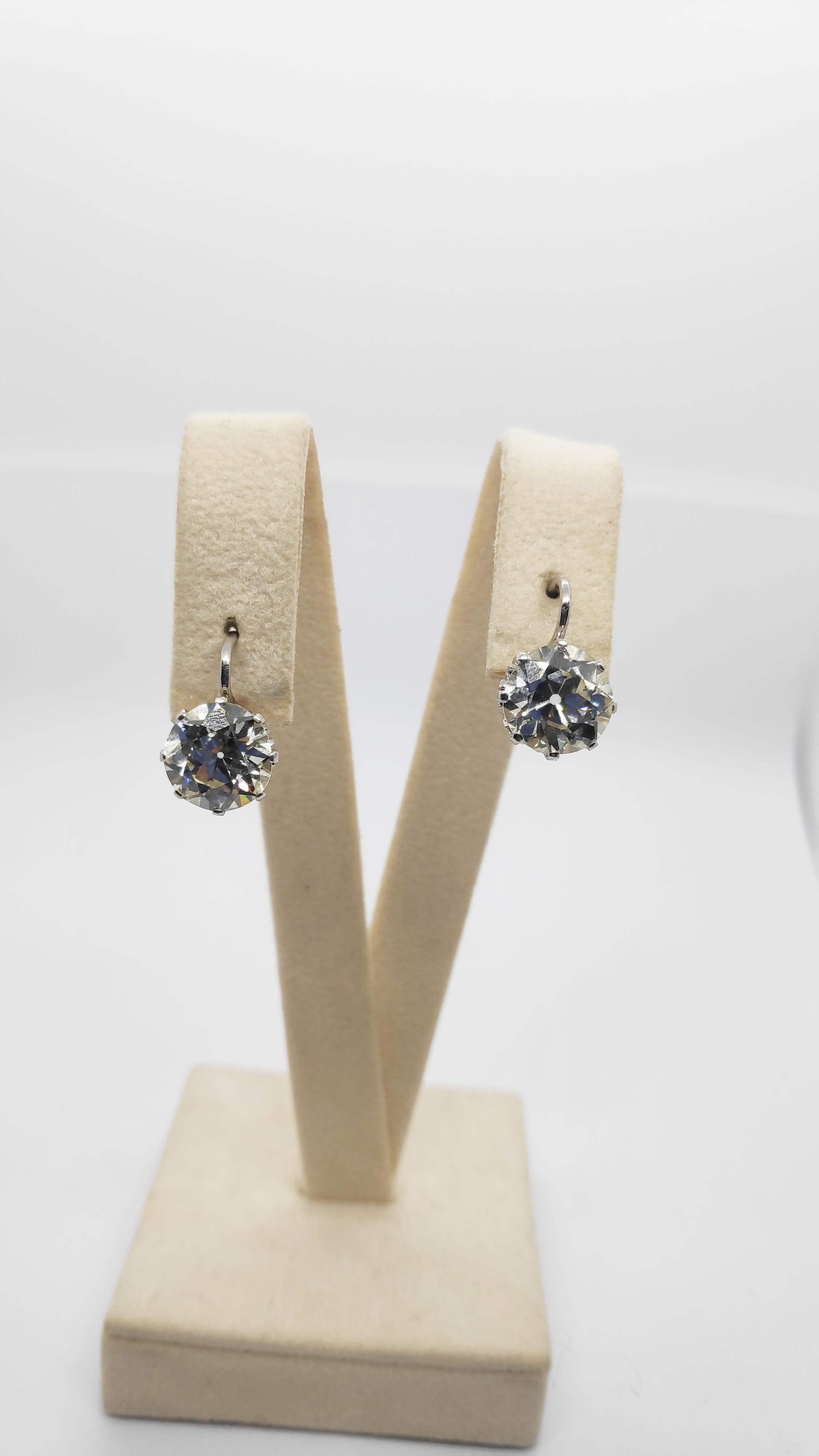 antique diamond earrings 6 carat, color K, clarity Vvs2 and Vs1