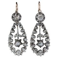 Boucles d'oreilles anciennes en argent et or rose 14 carats