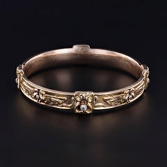 Antique Diamond Egyptian Revival Bangle of 14k Gold