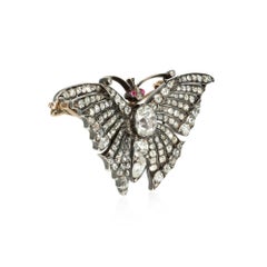 Antique diamond en tremblant butterfly brooch