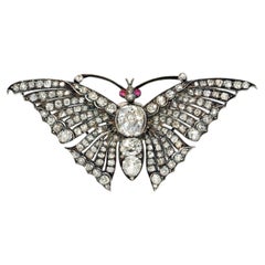 Antique diamond en tremblant butterfly brooch