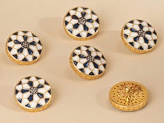 Antique Diamond enamel button Natural Diamond Victorian cufflinks or  coat