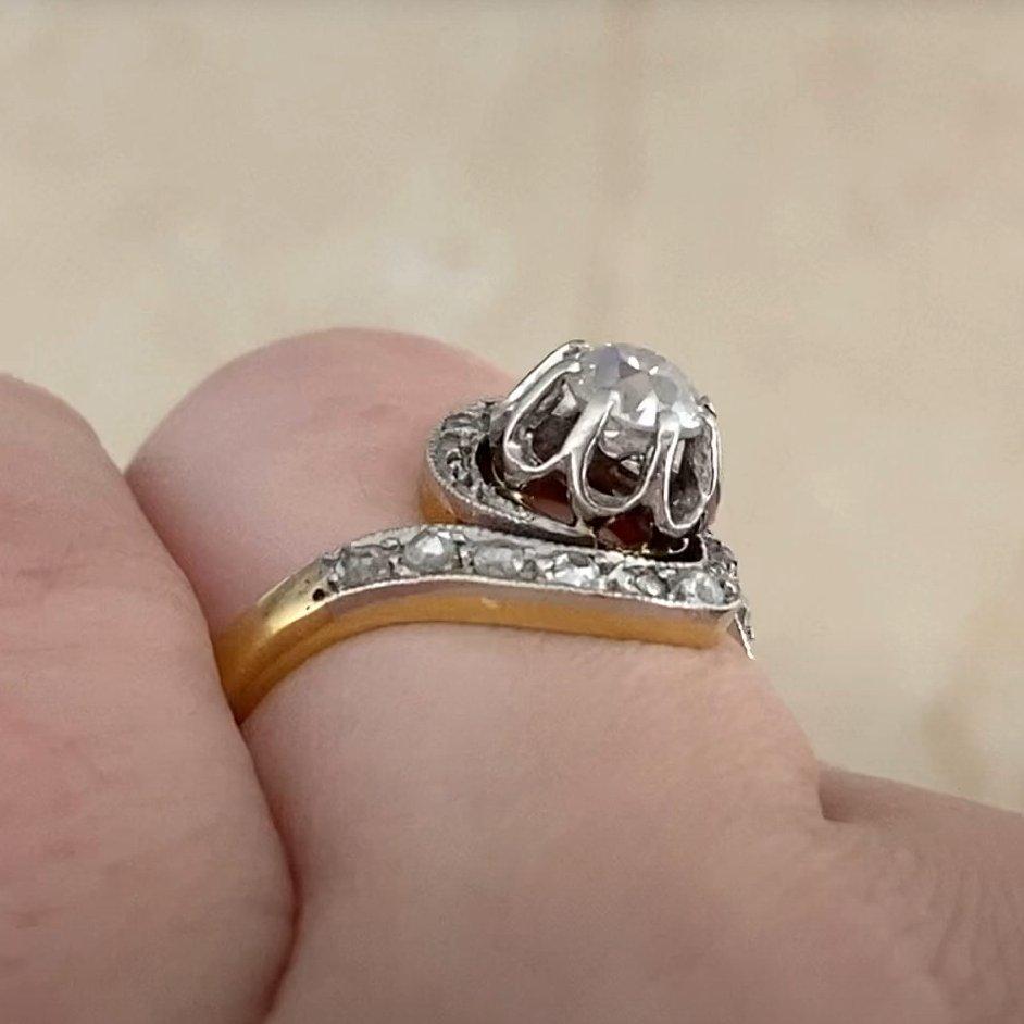 Anillo de compromiso de diamantes antiguos (aprox. 0,45 quilates), platino y oro amarillo de 18k Corte europeo antiguo en venta