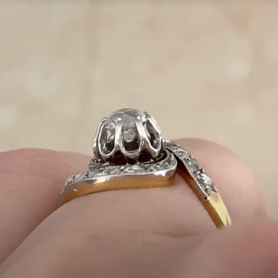 Anillo de compromiso de diamantes antiguos (aprox. 0,45 quilates), platino y oro amarillo de 18k en Excelente estado para la venta en New York, NY