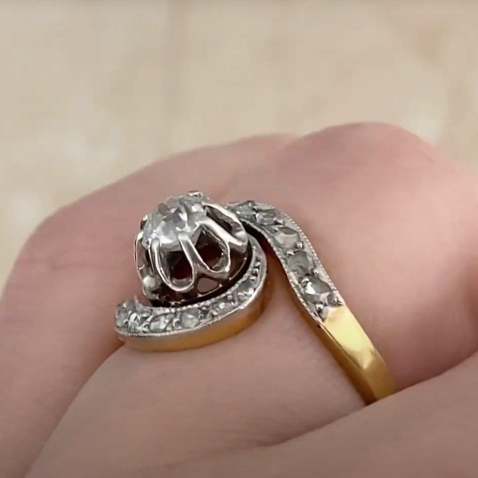 De las mujeres Anillo de compromiso de diamantes antiguos (aprox. 0,45 quilates), platino y oro amarillo de 18k en venta