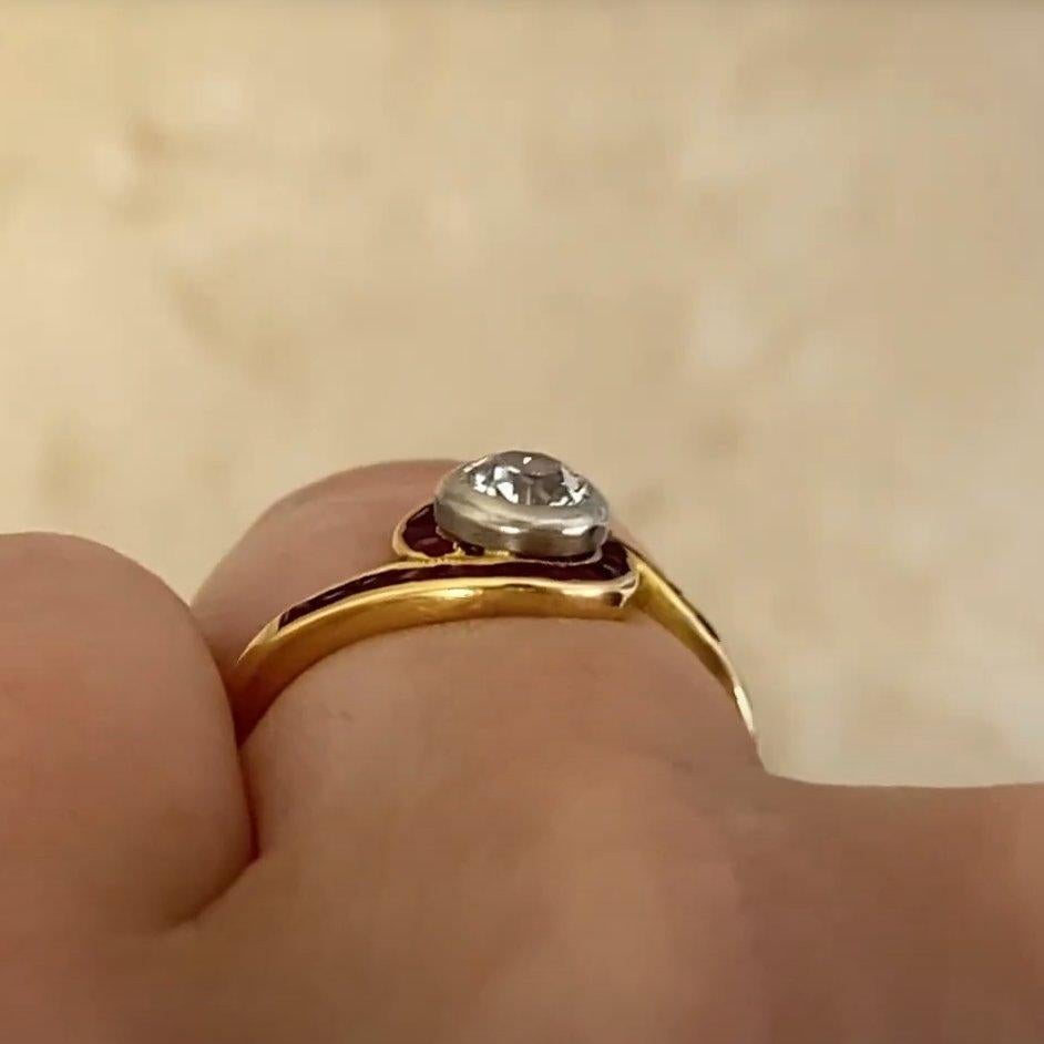 Taglio antico europeo Anello di fidanzamento con diamante antico (circa 0,5 carati), platino e oro giallo 18k in vendita
