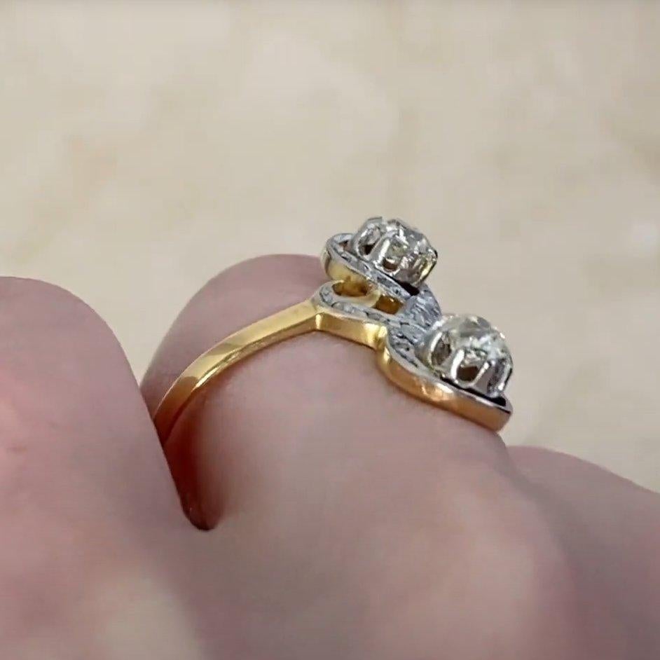Anello di fidanzamento con diamante antico (circa 0,5 carati), platino e oro giallo 18 carati In condizioni ottime in vendita a New York, NY