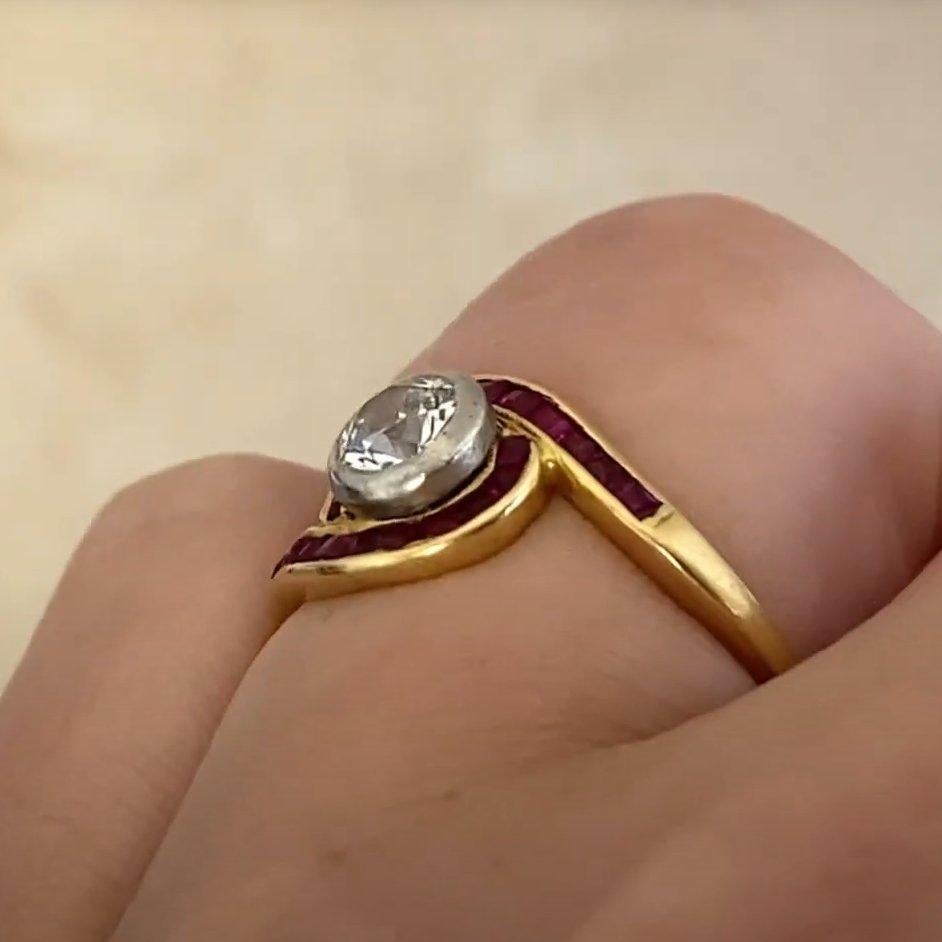Anello di fidanzamento con diamante antico (circa 0,5 carati), platino e oro giallo 18k In condizioni ottime in vendita a New York, NY