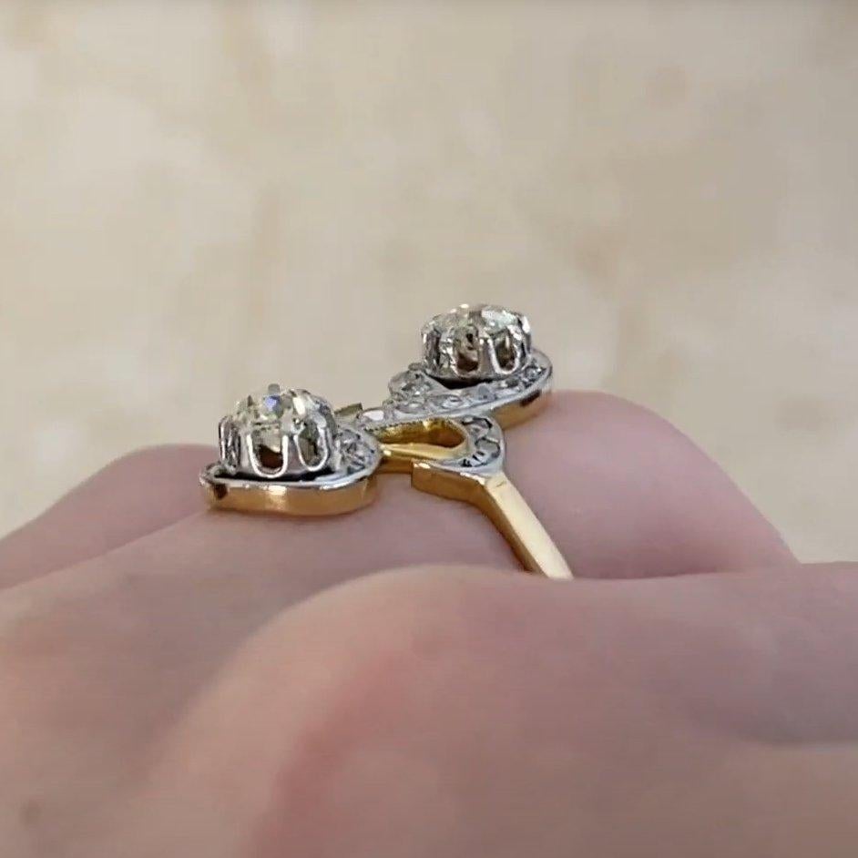 Donna Anello di fidanzamento con diamante antico (circa 0,5 carati), platino e oro giallo 18 carati in vendita