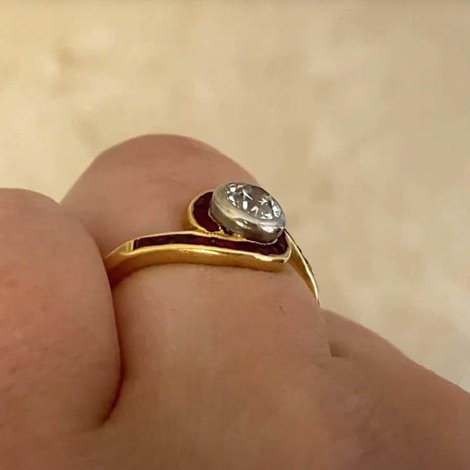 Donna Anello di fidanzamento con diamante antico (circa 0,5 carati), platino e oro giallo 18k in vendita