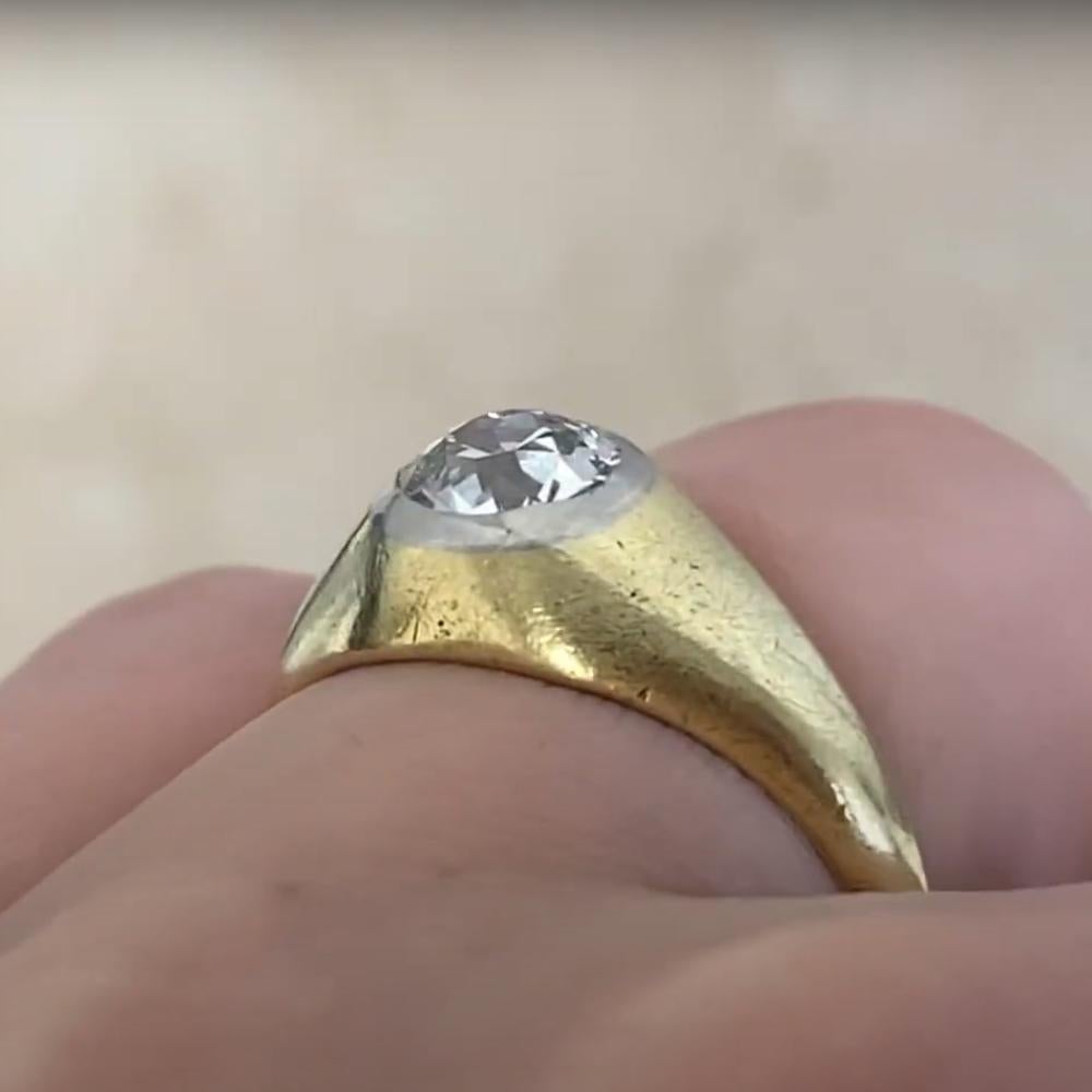 Edoardiano Anello di fidanzamento con diamante antico (circa 0,70 carati), platino e oro giallo 14k in vendita