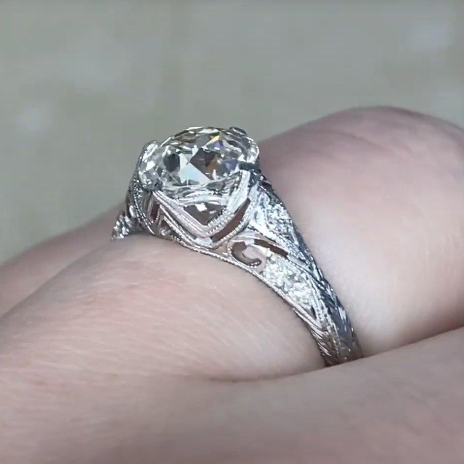 De las mujeres Anillo de compromiso de diamantes antiguos (aprox. 1,50 quilates), talla europea antigua, platino en venta