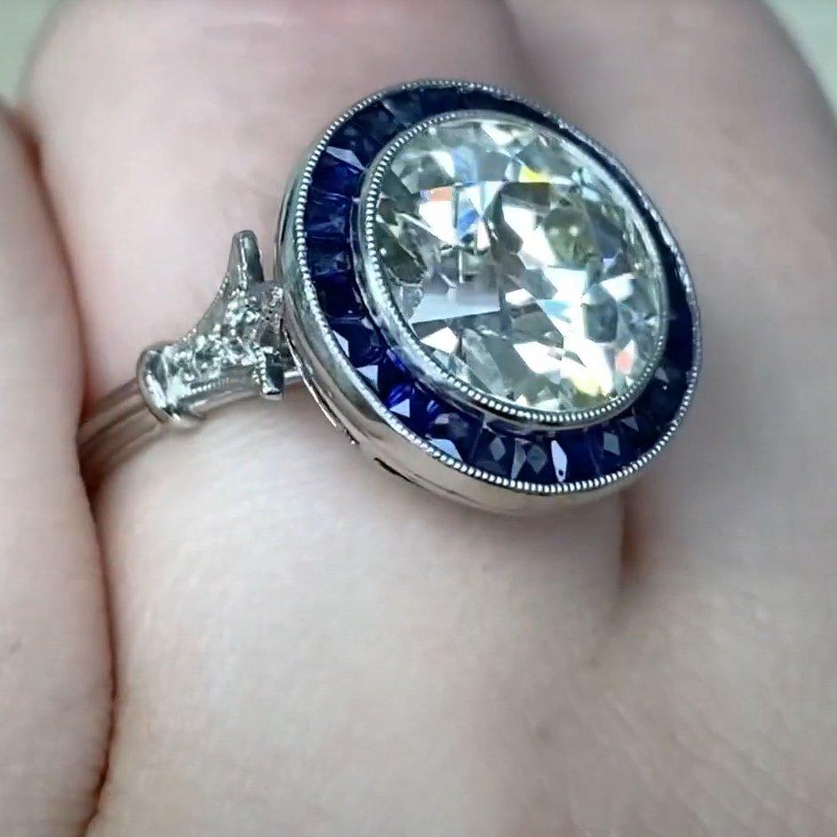 Antiker Diamant-Verlobungsring mit alteuropäischem Schliff (ca. 4,20 Karat), Platin (Alteuropäischer Schliff) im Angebot