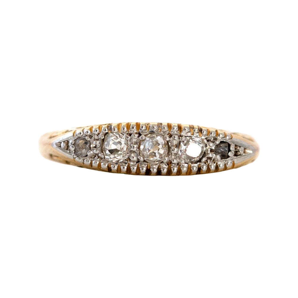 Antiker Diamant-Fünf-Stein-Ring aus 18 Karat Gold und Platin