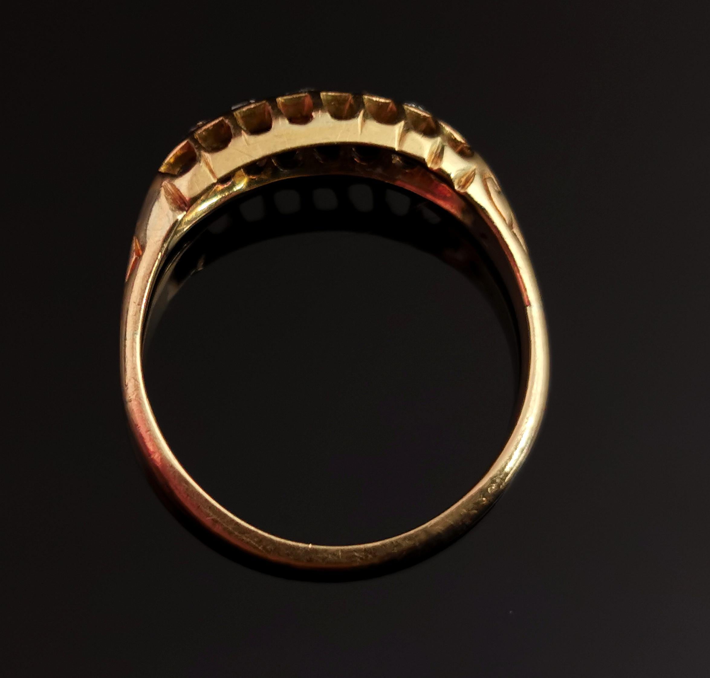 Women's Antique Diamond Five Stone Ring, 18 Karat Yellow Gold, Edwardian For Sale