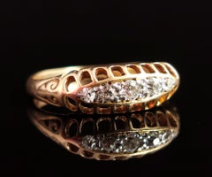 Antique Diamond Five Stone Ring, 18 Karat Yellow Gold, Edwardian