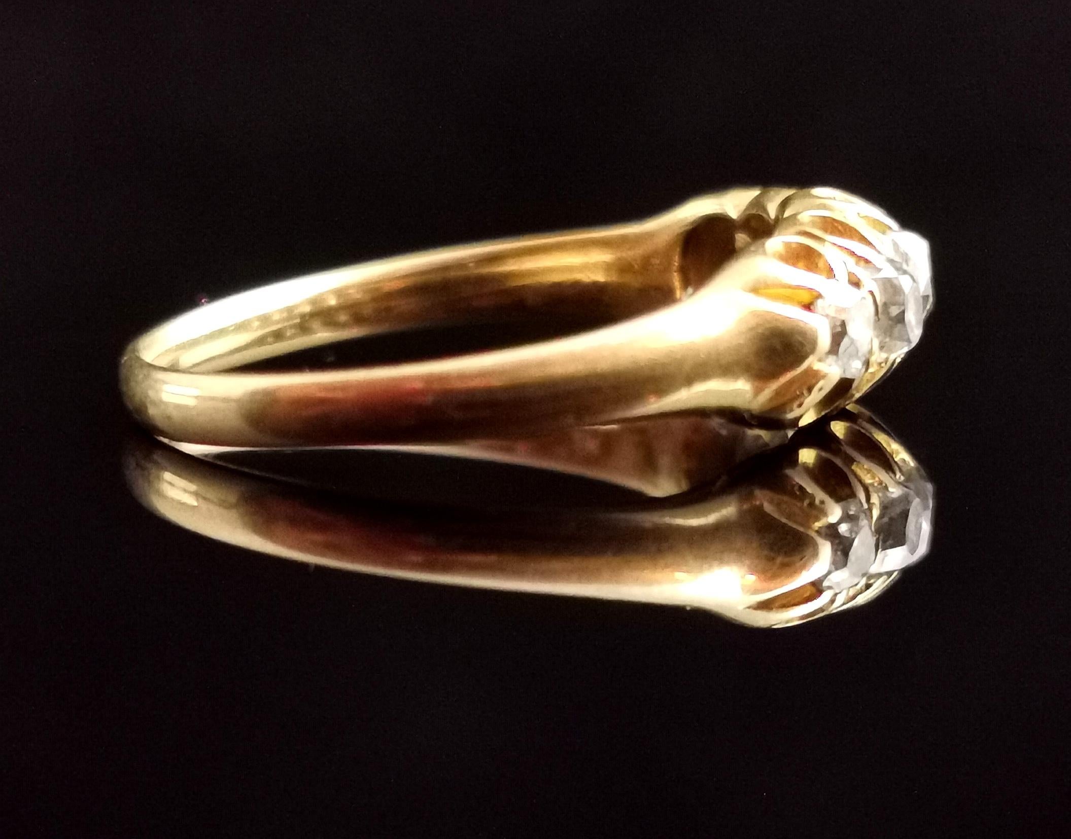 Antique diamond five stone ring, 18 karat yellow gold, Victorian  For Sale 5