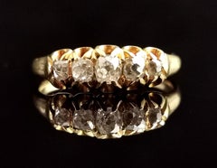 Antique diamond five stone ring, 18 karat yellow gold, Victorian