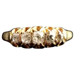 Antique diamond five stone ring, 18 karat yellow gold, Victorian