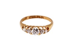 Antique Victorian Diamond Five Stone Ring, in 18 K Gold British Hallmarked 1896
