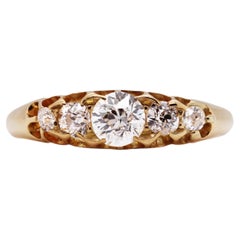Antique Victorian Diamond Five Stone Ring, in 18 K Gold British Hallmarked 1896