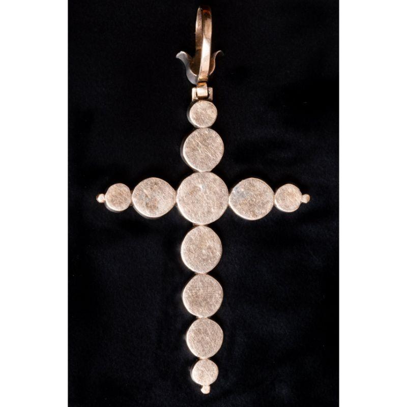 Antique Diamond Flemish Cross Pendant, Sterling Silver Diamond Cross Pendant In Excellent Condition In Rottedam, NL