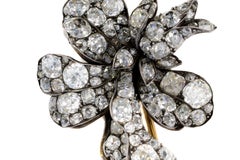 Antique Diamond Floral Brooch Silver with Gold Platting Brooch
