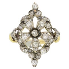 Antique Diamond Floral Cluster Ring