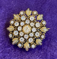 Antique Diamond Flower Brooch