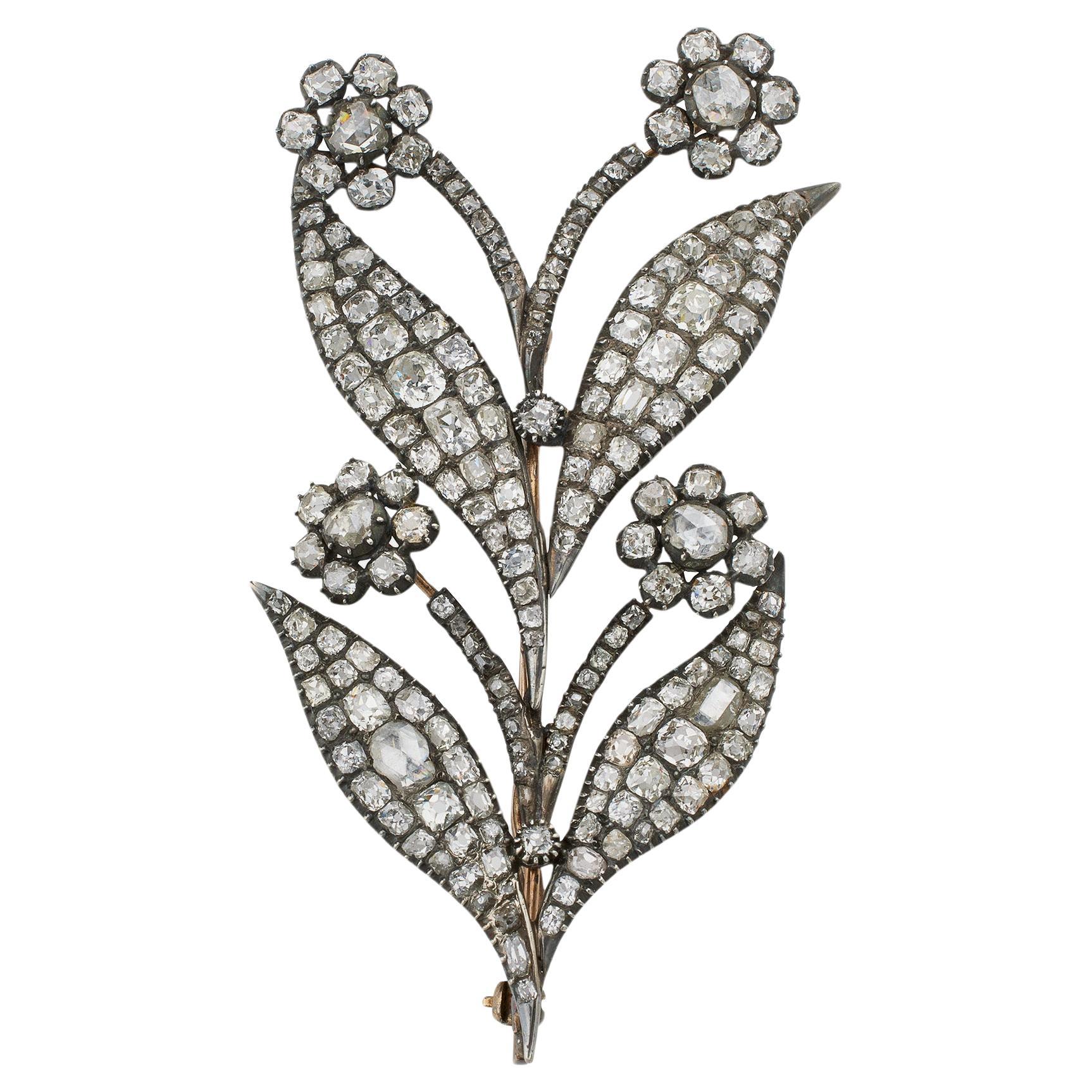 Antique Diamond Flower Brooch