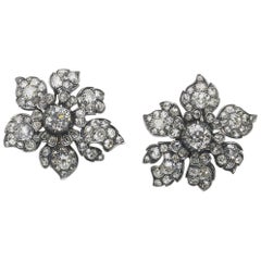 Antique Diamond Flower Earrings, circa 1880