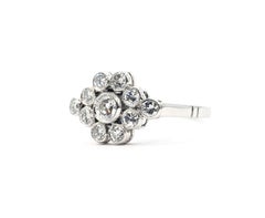 Antique Diamond Flower Ring in Platinum