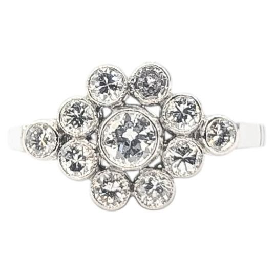 Antique Diamond Flower Ring in Platinum