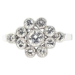 Antique Diamond Flower Ring in Platinum