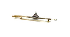 Antique Diamond Fox Head on Riding Crop Brooch Pin Gold Silver Rose Diamonds