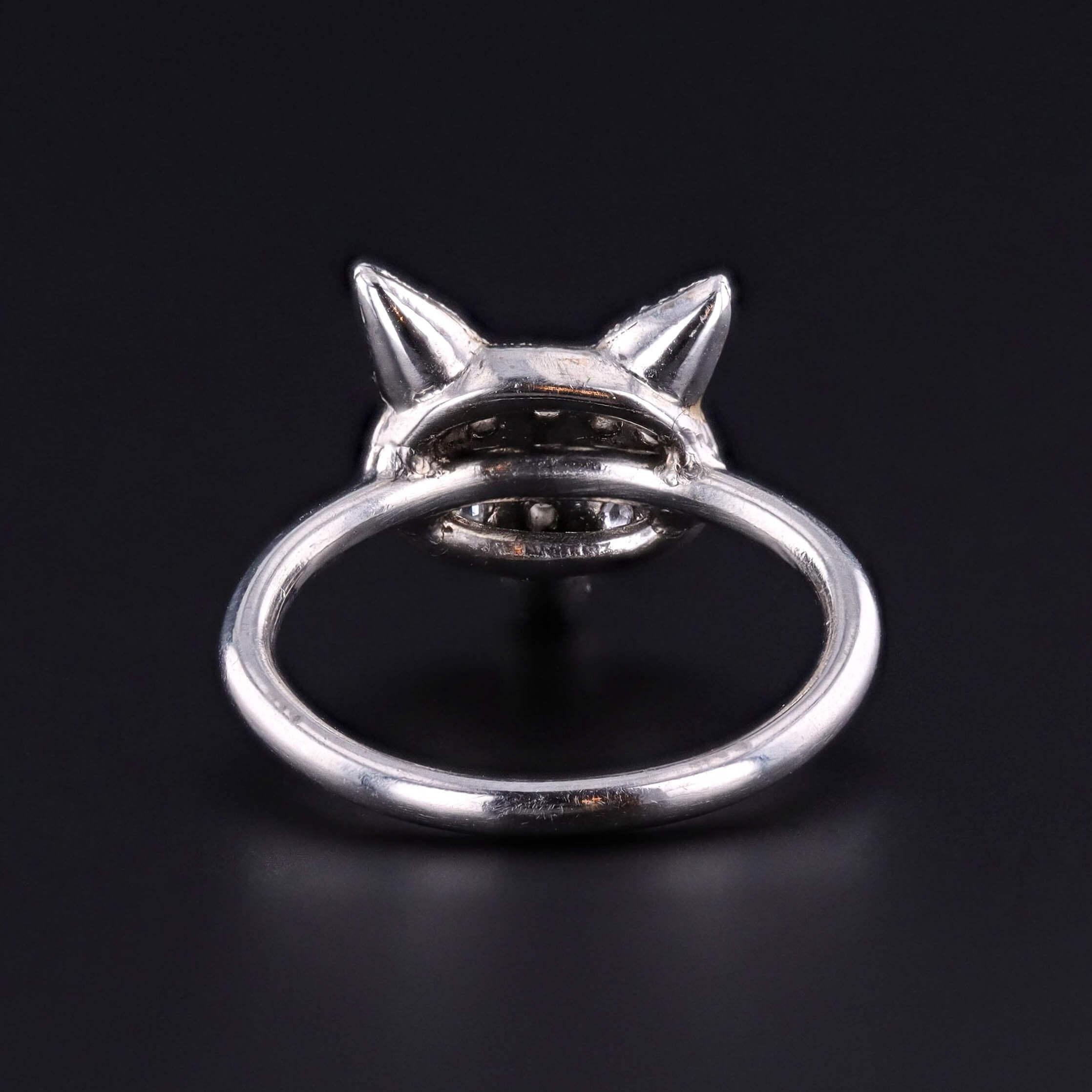 Donna Anello Fox con diamante antico di platino in vendita