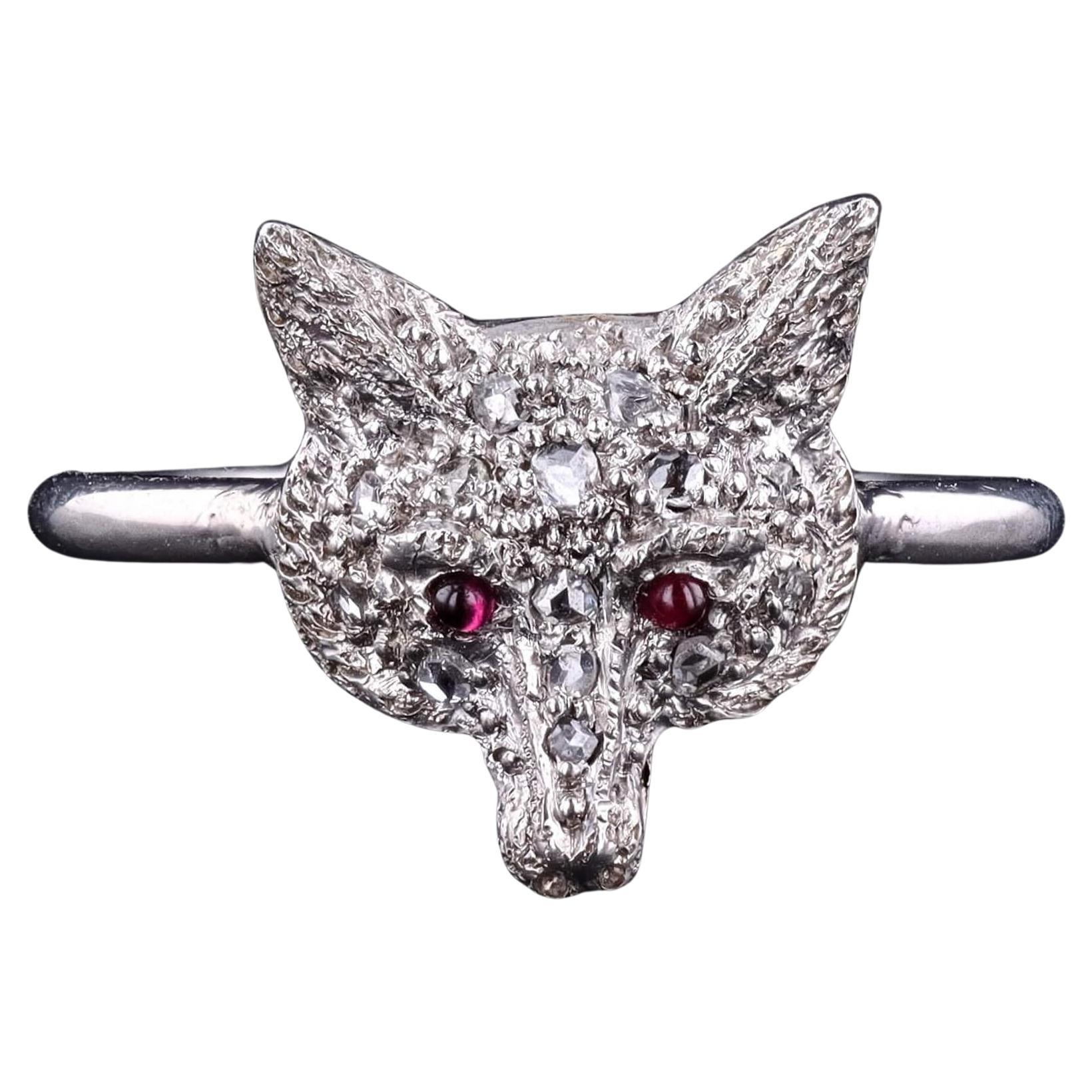 Anello Fox con diamante antico di platino