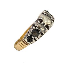 Antique Diamond French Empire 18 Karat Gold Silver Oldmine Band Ring