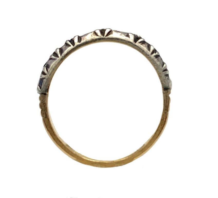 Women's Antique Diamond French Empire 18 Karat Gold Silver Oldmine Band Ring For Sale