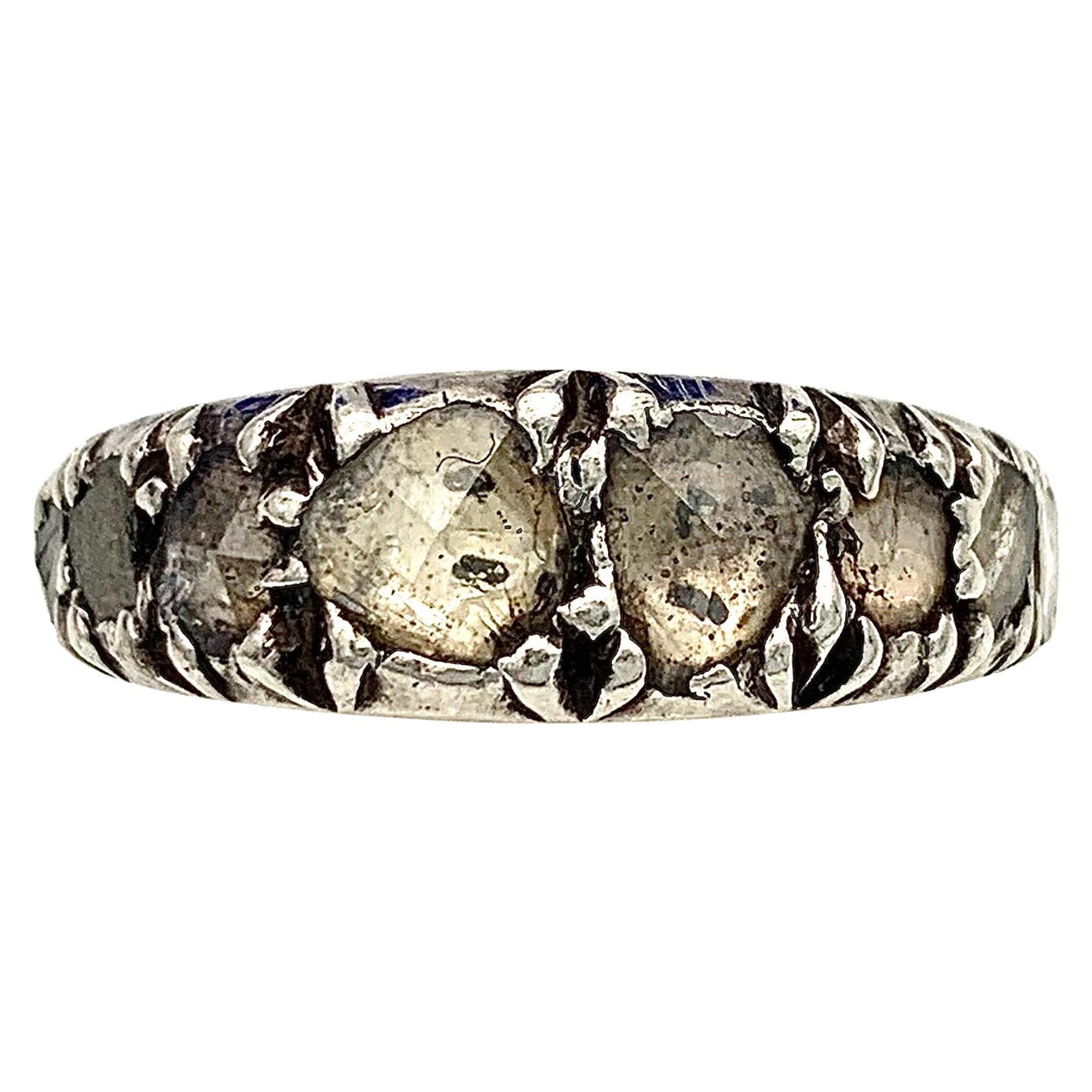 Anillo de Diamante Antiguo Imperio Francés de Oro de 18 Kilates y Plata Oldmine