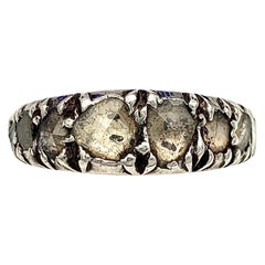 Antique Diamond French Empire 18 Karat Gold Silver Oldmine Band Ring